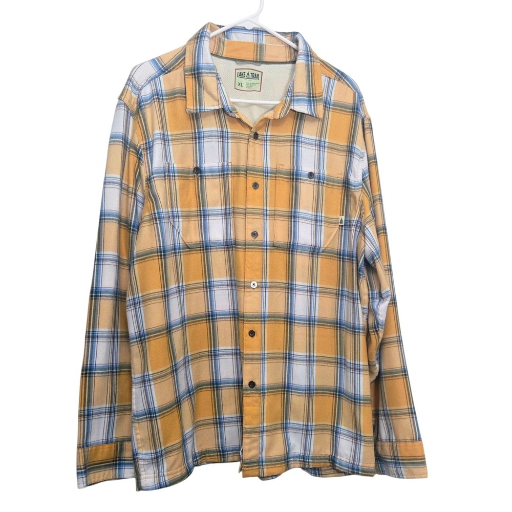 Lake & Trail Flannel Button Up Plaid‎ Shirt Outdoors Grunge Casual Men's Size XL